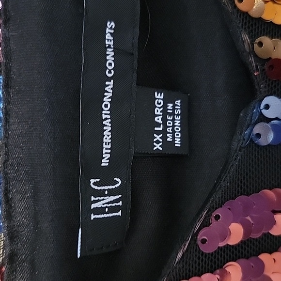 INC Women's Multi Color Stripe Sequined Glam Adjustable Strap Top XXL NWT - Picture 4 of 11